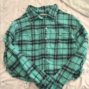American Eagle cropped plaid long sleeve